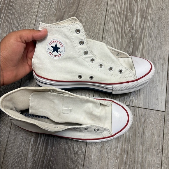 Converse White High-Tops with Red and Blue Stripes - Picture 10 of 11